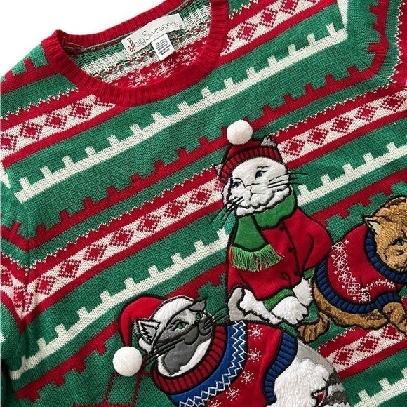 Jolly Sweaters Women's Ugly Christmas Cat Sweater Size XL - Picture 2 of 8
